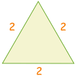 triangle 60 60 with sides of 2