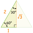 triangle 30 60 with sides of 1, 2, root3