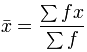 mean of a frequency table