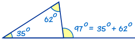 exterior angle theorem 35+62=97
